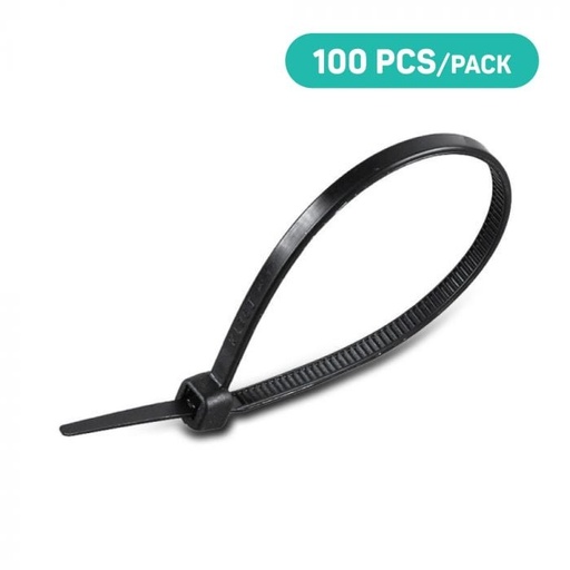 [11174] V-TAC Brida de Nylon - 4.5 x 300mm - Negra - 100 Piezas/Paquete