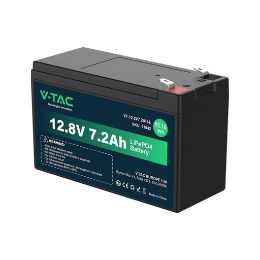[11942] Sistema de alimentación eléctrica V-TAC - Baterías LiFePO4 7,2AH - IP55 - Negro