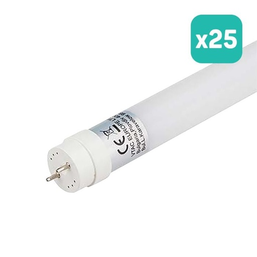 [216273] V-TAC Tubo LED T8 - IP20 - Blanco - 18W - 1850 Lumens - 4000K - 120CM - Pack de 25