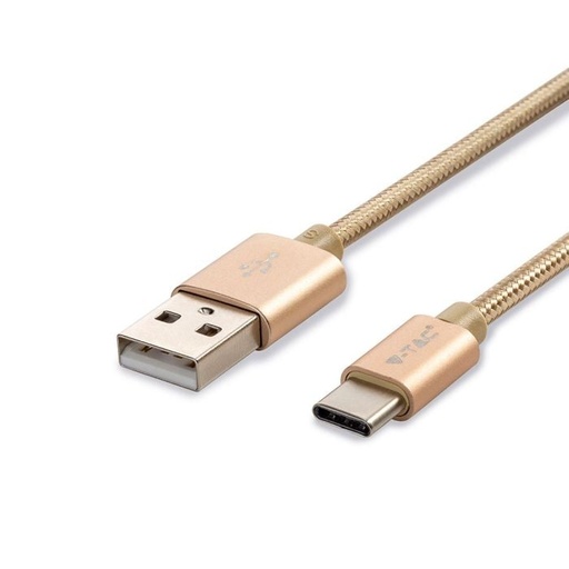 [8493] V-TAC Cable USB - Trenzado - Tipo C - Platinum Series - Oro - 1M