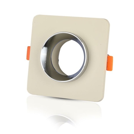 [3122] V-TAC LED Aro de yeso / hormigón cuadrado - Empotrable - GU10 - IP20 - Off White + Chrome