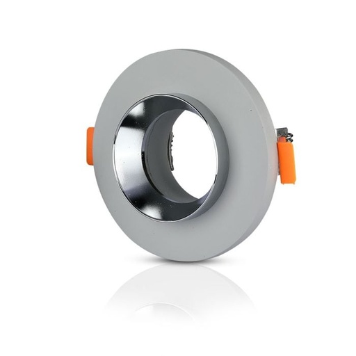[3128] V-TAC LED Aro de yeso / hormigón redondo - Empotrable - GU10 - IP20 - Gris + Cromo