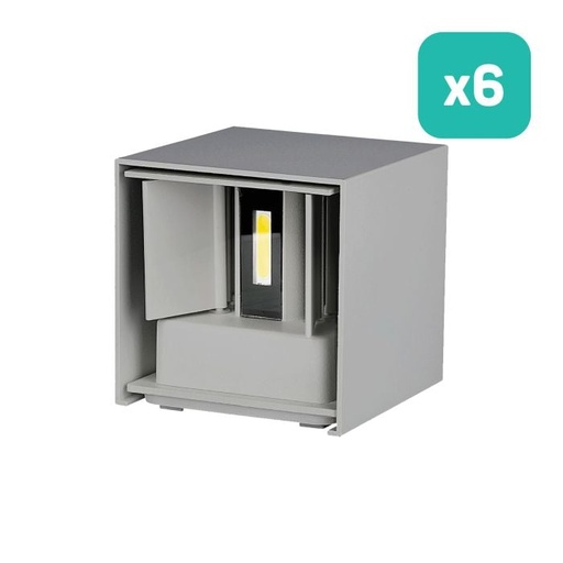 [217080] V-TAC Aplique LED Cuadrado - Bridgelux - IP65 Estanco - Gris - 5W - 700 Lumens - 3000K - Pack de 6